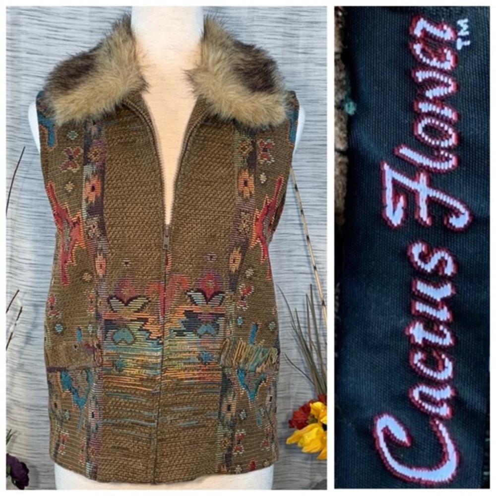 Cactus Flower brown vest.